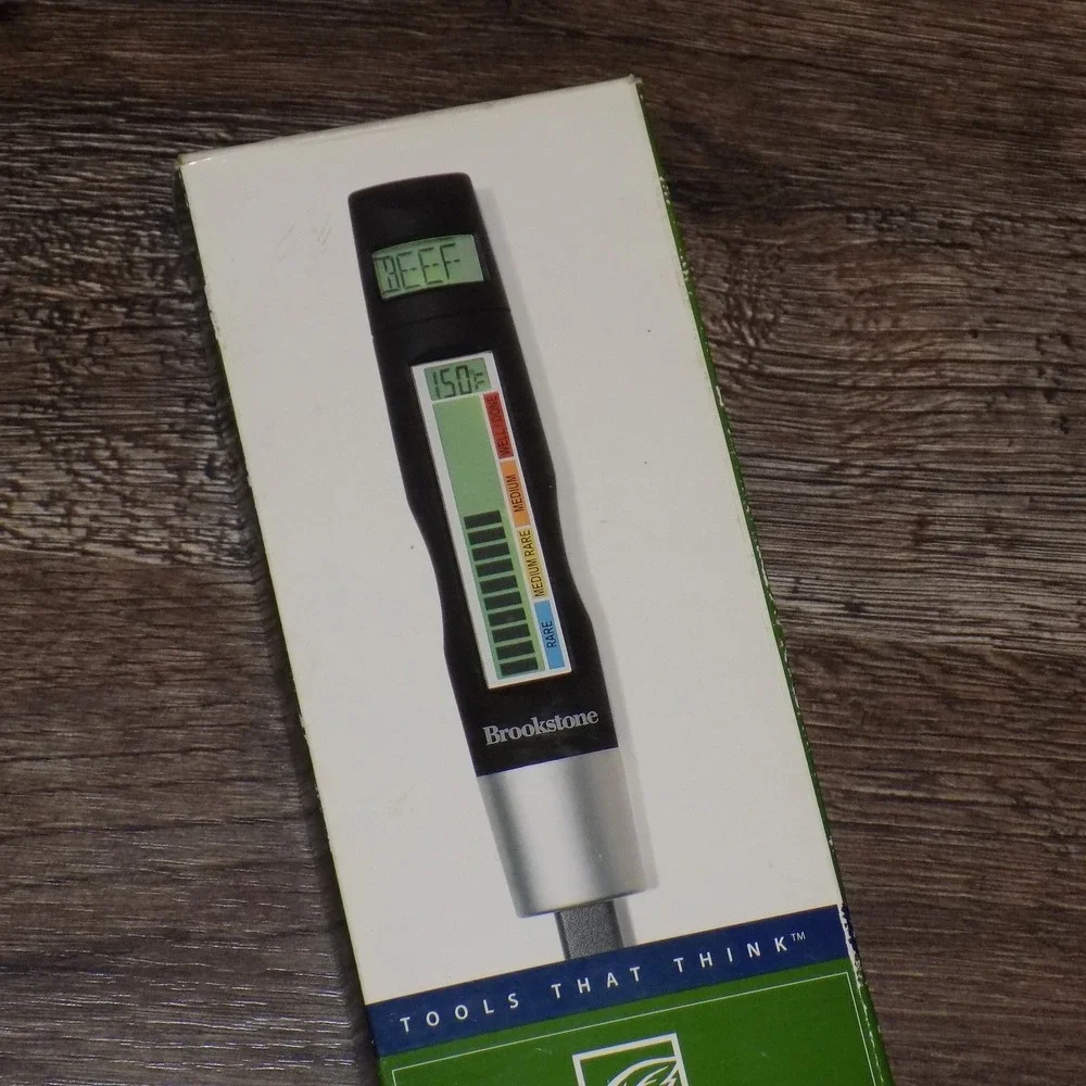 Brookstone Chef's Fork Plus Digital Meat Thermometer Black Silver New‎